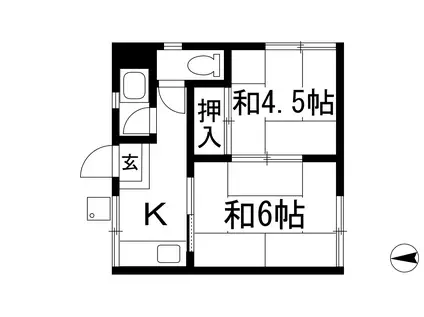 谷田ハイツ(2K/2階)の間取り写真