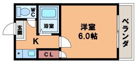 ベルフレージュ住吉(1K/5階)の間取り写真