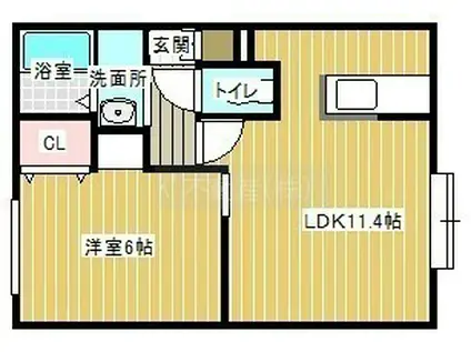 MISTY(1LDK/2階)の間取り写真