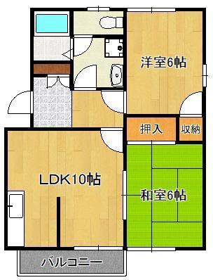 ラプラス II(2LDK/2階)の間取り写真