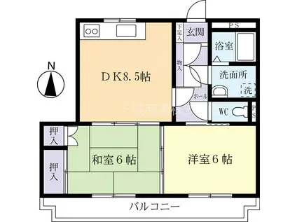 スミヤマンション(2DK/2階)の間取り写真