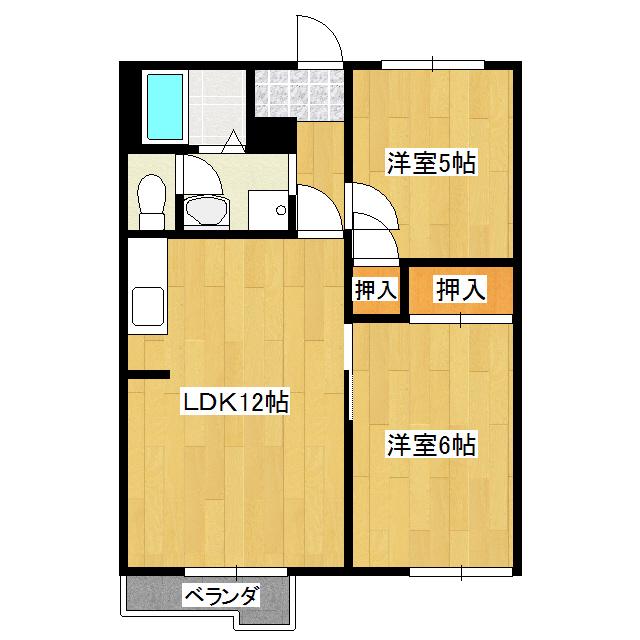 アビタシオンKEIII(2LDK/2階)の間取り写真