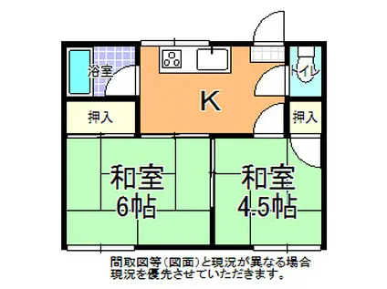 ベルハイツ(2K/1階)の間取り写真