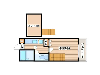 ロフティ東仙台II(1K/2階)の間取り写真
