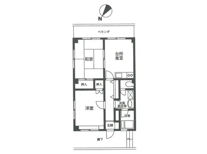 サニーヒルズ(2DK/4階)の間取り写真