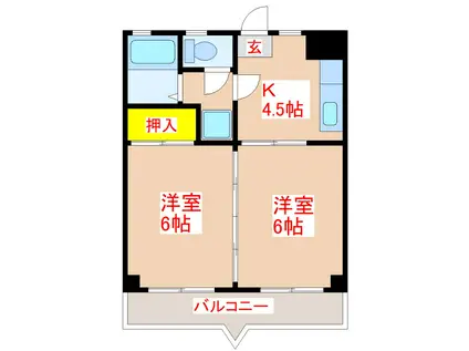 エクシード田上(2K/3階)の間取り写真