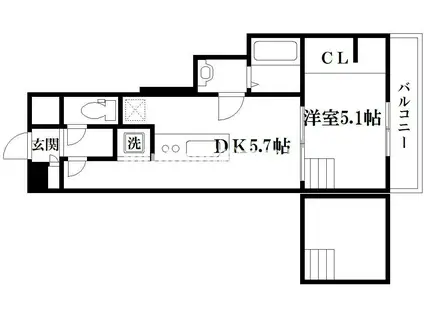 アヴェーレ京阪本通(1DK/2階)の間取り写真