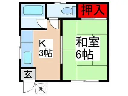 ユタカハウス(1K/2階)の間取り写真