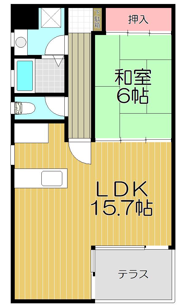波崎リバーフロント(1LDK/1階)の間取り写真