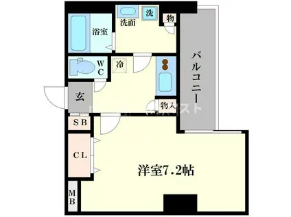 ラグゼ本町(1K/1階)の間取り写真