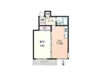 望洋荘(1DK/2階)の間取り写真