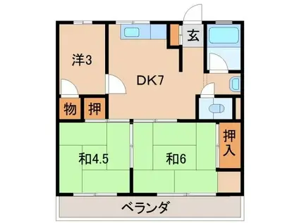 池尻マンション新中島(3DK/1階)の間取り写真