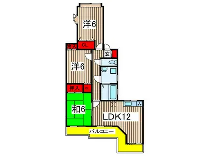 クリスタルパレス東船橋(3LDK/2階)の間取り写真