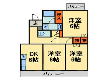 長沼町KHハイツA(3DK/1階)の間取り写真