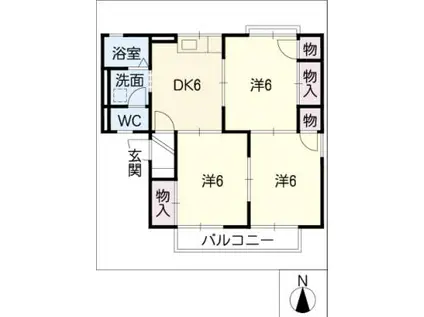 セジュール 花田(3DK/2階)の間取り写真