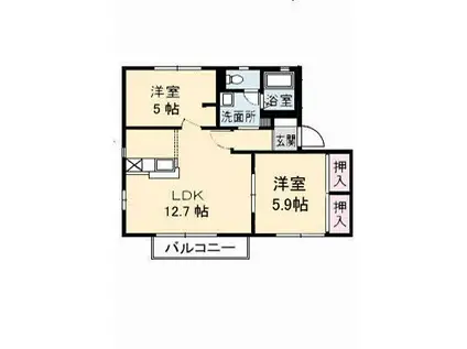 シャーメゾン高栄 C棟(2LDK/2階)の間取り写真