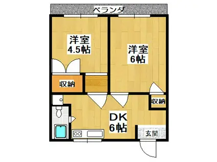 サクラハウス(2DK/4階)の間取り写真