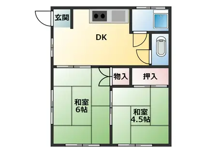 里アパート(2DK/2階)の間取り写真