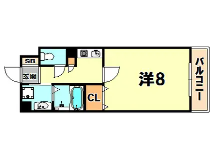 アミーグランコート三宮(1K/11階)の間取り写真