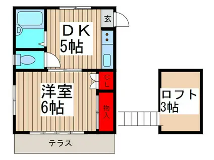 YSサンライズ藤塚(1DK/2階)の間取り写真