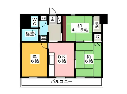 富士蔵コーポ(3DK/1階)の間取り写真