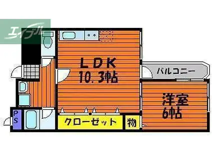 パルロイヤル東島田(1LDK/10階)の間取り写真