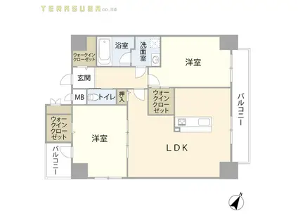 フェアリータワー若草(2LDK/10階)の間取り写真