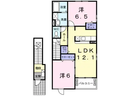 サニーヒル青南台(2LDK/2階)の間取り写真