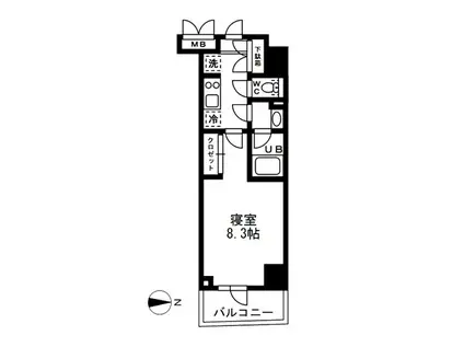  レジディア亀戸-(1K/14階)の間取り写真