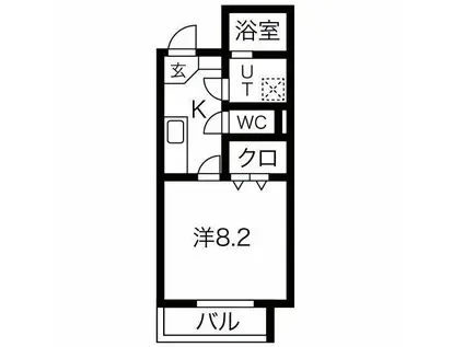 CROWN HILLS SHINJUKU(1K/2階)の間取り写真