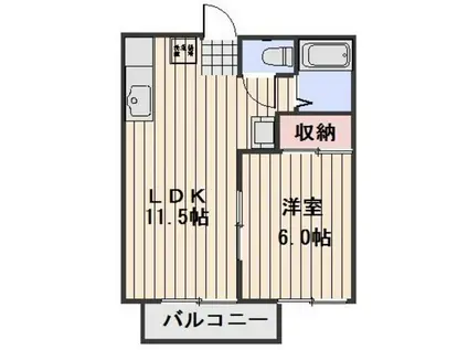吉田コーポII(1LDK/2階)の間取り写真