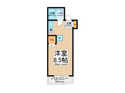 コスモヒロ南台(ワンルーム/4階)の間取り写真