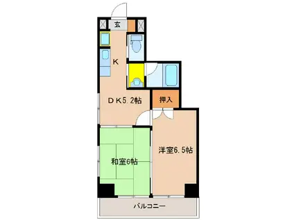 コスモ橘東(2DK/9階)の間取り写真