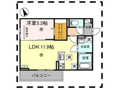 ラ・トレフルせいまII(1SLDK/3階)の間取り写真