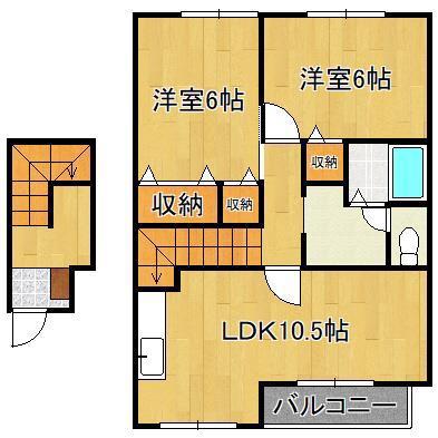 アーバンコート21 B棟(2LDK/2階)の間取り写真