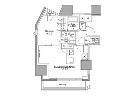 ザ・パークハビオ麻布十番(1LDK/7階)の間取り写真