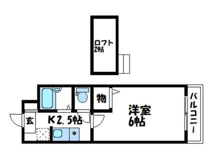 カサヴィエント南(1K/3階)の間取り写真