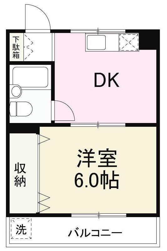 サンライズ石井(1DK/1階)の間取り写真