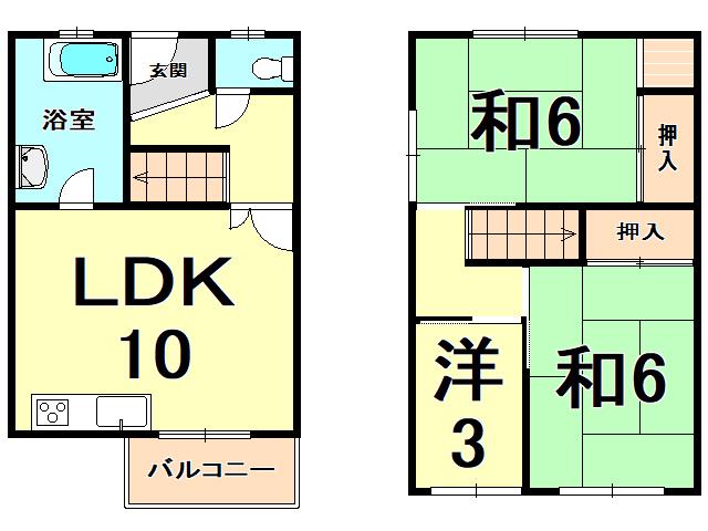 杭瀬団地 11号棟(3LDK/4階)の間取り写真