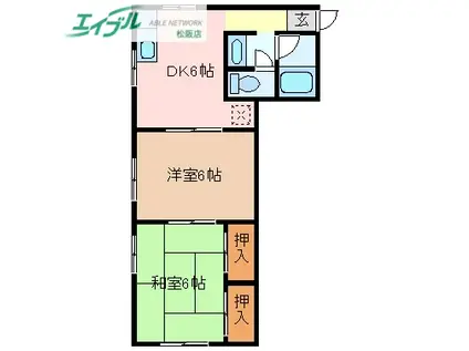 メゾンドアンサンブル(2DK/2階)の間取り写真