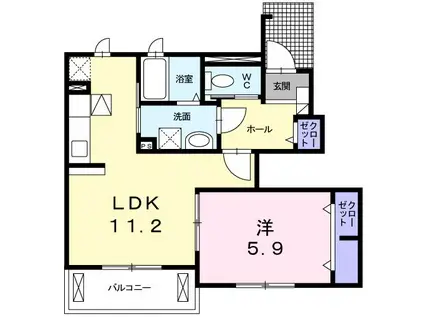 シャルロットII(1LDK/1階)の間取り写真