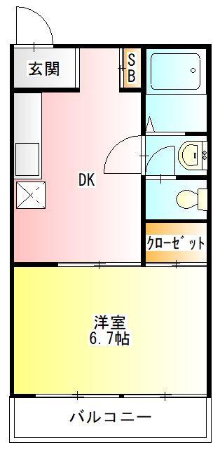 セイワハイツ(1DK/2階)の間取り写真