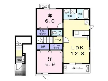 ブランシュ プロスペレD(2LDK/2階)の間取り写真