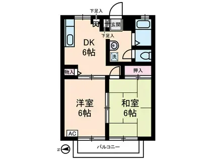 シャルマンS(2DK/1階)の間取り写真