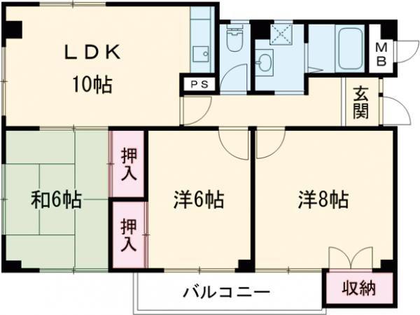 マイシティ101(3LDK/1階)の間取り写真