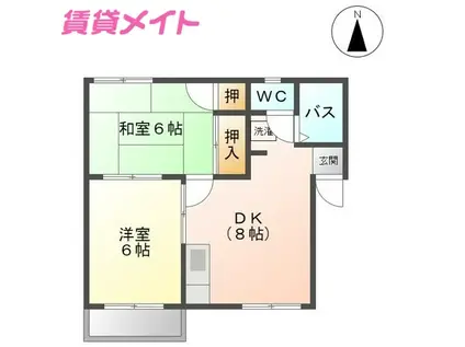 ハイツ後藤 B棟(2DK/2階)の間取り写真