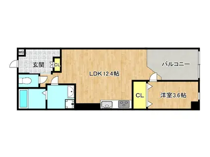 ヒルクライム桃谷(1LDK/3階)の間取り写真