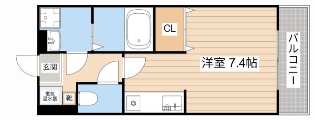 エクセル田中 E(ワンルーム/2階)の間取り写真
