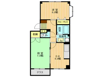 アーバンウエストII(2DK/1階)の間取り写真