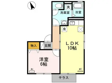 ヴィラージュルピナB(1LDK/1階)の間取り写真